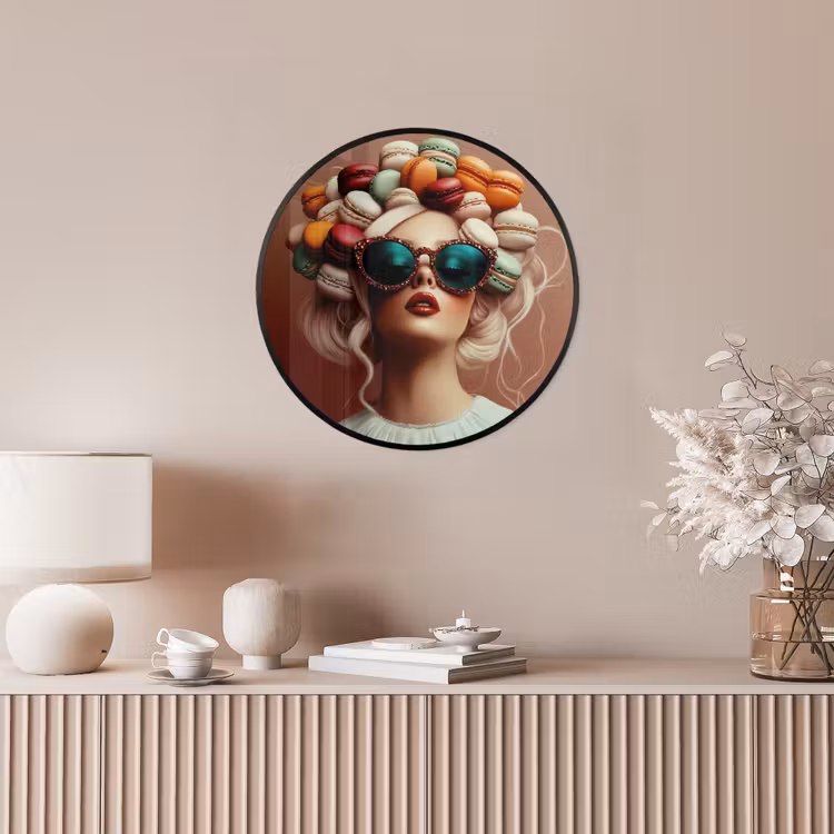 Vrouw - Macarons - Bril Fotolijst rond zonder passe partout klein -sfeer3