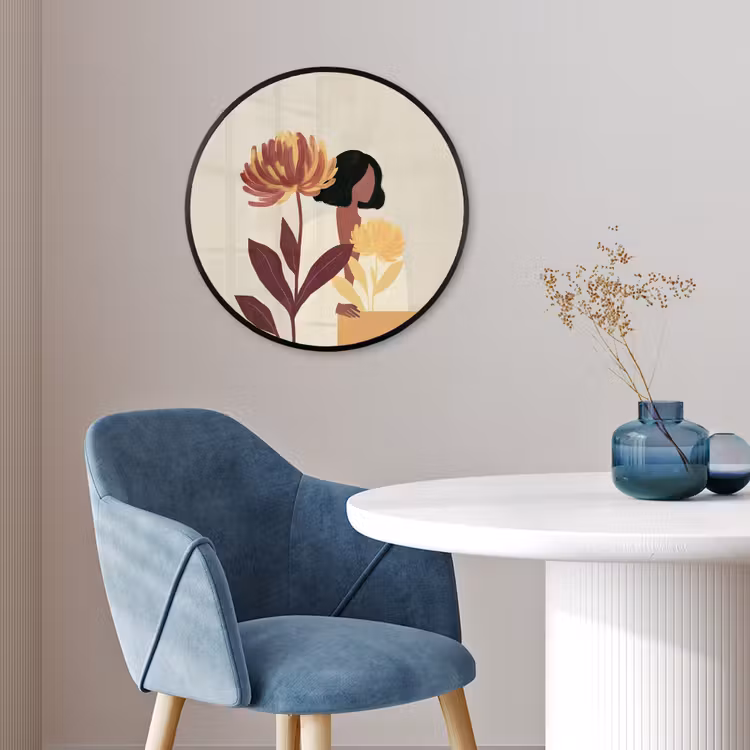 Vrouw - Minimalistisch - Bloem Fotolijst rond zonder passe partout klein -sfeer2