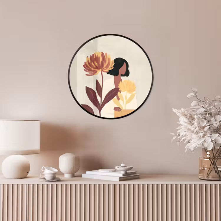 Vrouw - Minimalistisch - Bloem Fotolijst rond zonder passe partout klein -sfeer3