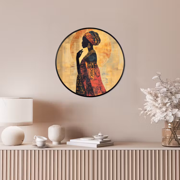 Vrouw - Silhouet - Patronen - Sierlijk Fotolijst rond zonder passe partout klein -sfeer3