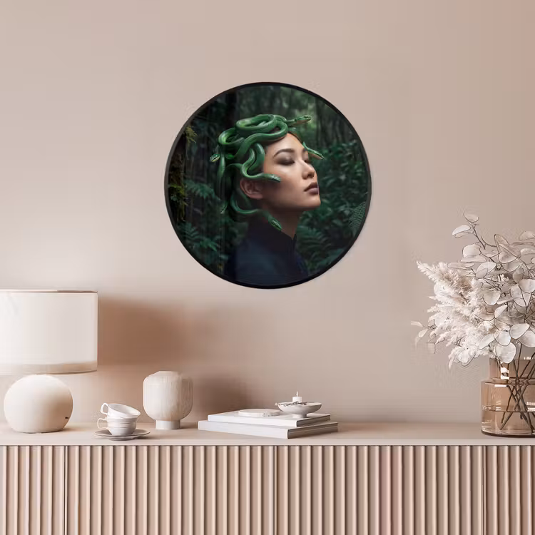 Vrouw - Slang - Natuur - Mystiek - Groen Fotolijst rond zonder passe partout klein -sfeer3