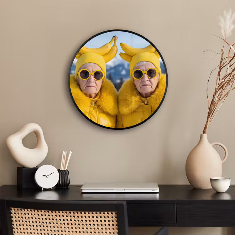 Vrouwen - Bananen - Geel Fotolijst rond zonder passe partout klein -sfeer1