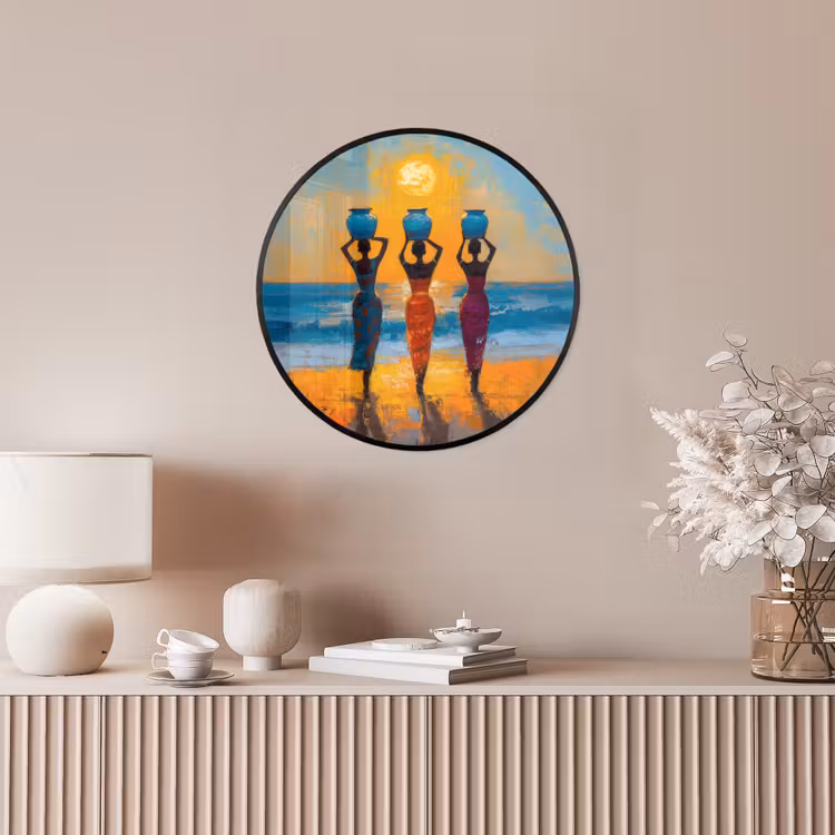 Vrouwen - Strand - Zondsondergang Fotolijst rond zonder passe partout klein -sfeer3