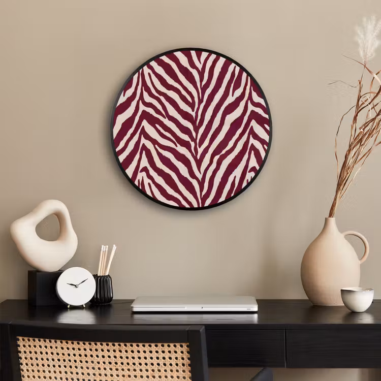 Zebra - Motief - Bordeaux - Rood Fotolijst rond zonder passe partout klein 856 -sfeer1