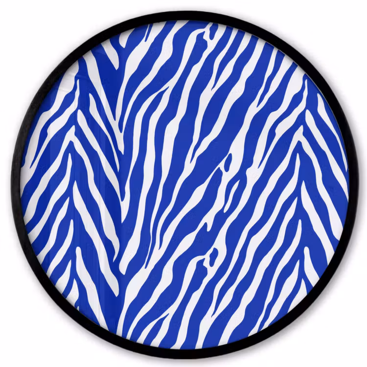 Zebra - Patroon - Kobalt - Blauw Fotolijst rond zonder passe partout klein 856 -3d