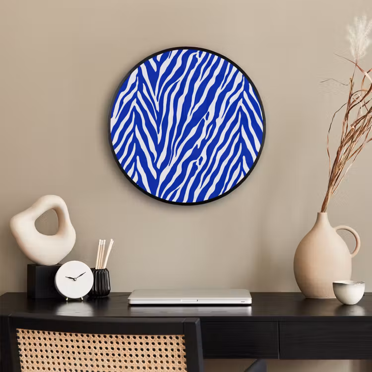 Zebra - Patroon - Kobalt - Blauw Fotolijst rond zonder passe partout klein 856 -sfeer1