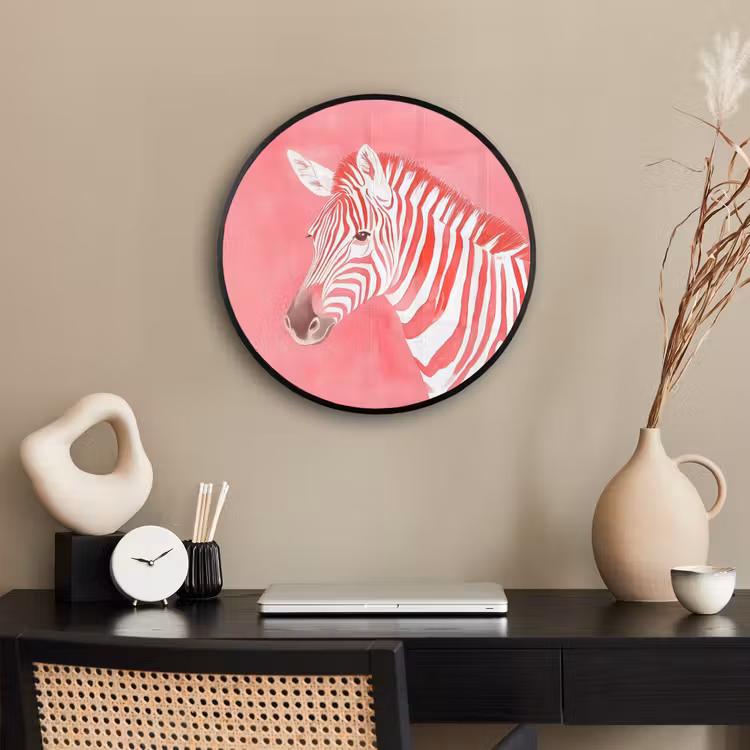 Zebra - Pink - Verf Fotolijst rond zonder passe partout klein -sfeer1