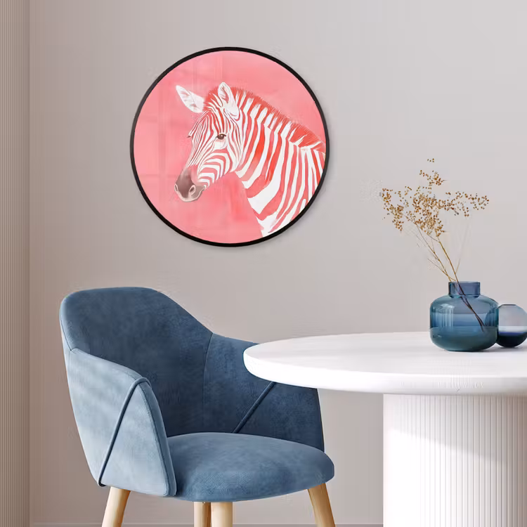 Zebra - Pink - Verf Fotolijst rond zonder passe partout klein -sfeer2