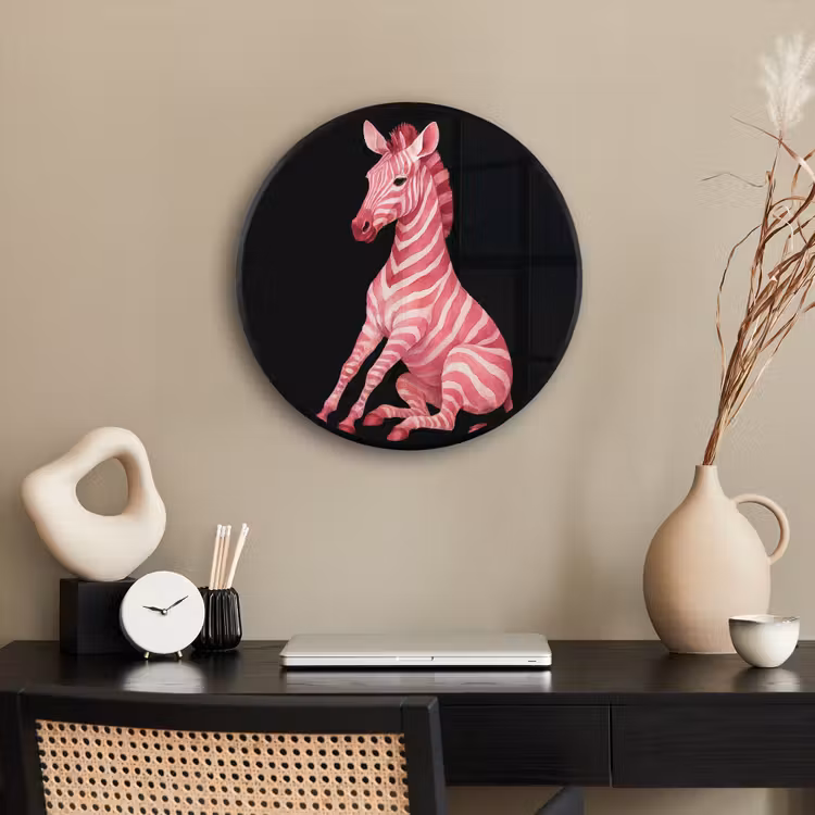 Zebra - Roze - Gestreept Fotolijst rond zonder passe partout klein -sfeer1