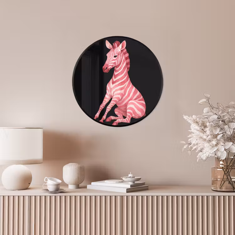 Zebra - Roze - Gestreept Fotolijst rond zonder passe partout klein -sfeer3