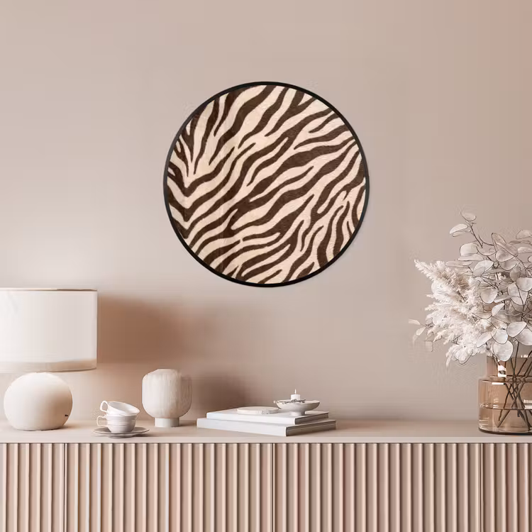 Zebra - Strepen - Bruin Fotolijst rond zonder passe partout klein -sfeer3