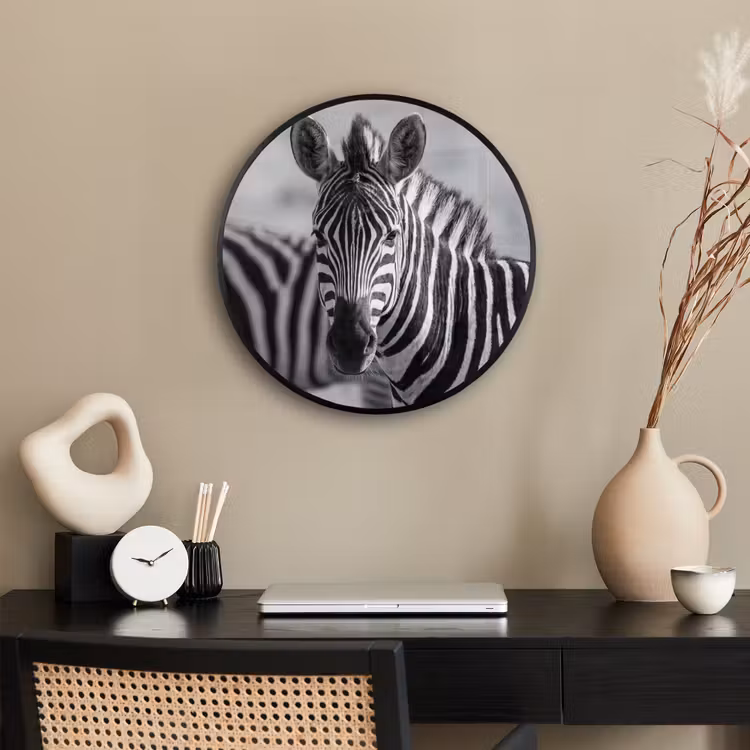 Zebra's - Zwart - Wit Fotolijst rond zonder passe partout klein -sfeer1