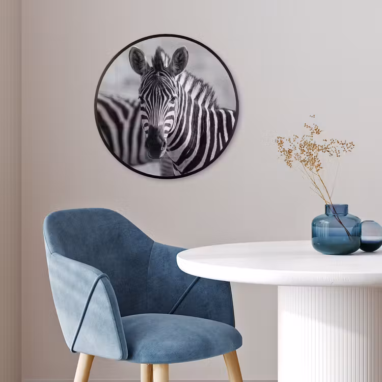 Zebra's - Zwart - Wit Fotolijst rond zonder passe partout klein -sfeer2