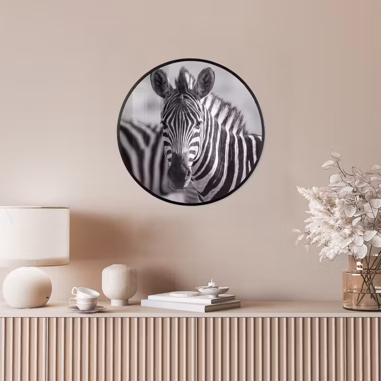 Zebra's - Zwart - Wit Fotolijst rond zonder passe partout klein -sfeer3