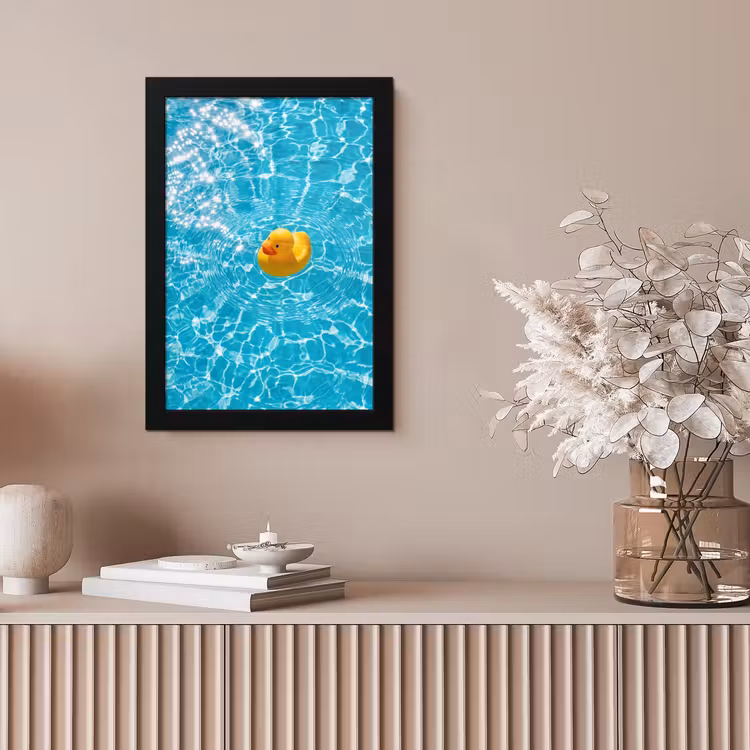 Badeend - Dobberen - Blauw fotolijst zwart zonder passe partout klein -sfeer5