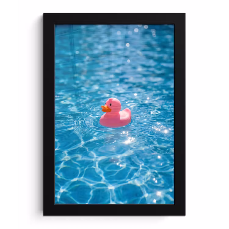Badeend - Dobberend - Roze fotolijst zwart zonder passe partout klein -3d