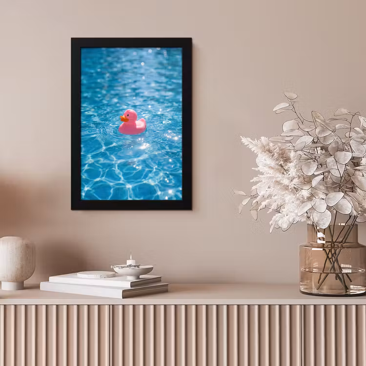Badeend - Dobberend - Roze fotolijst zwart zonder passe partout klein -sfeer5
