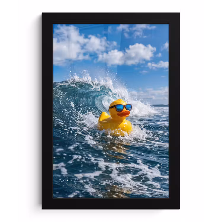 Badeend - Stoer - Golven fotolijst zwart zonder passe partout klein -3d