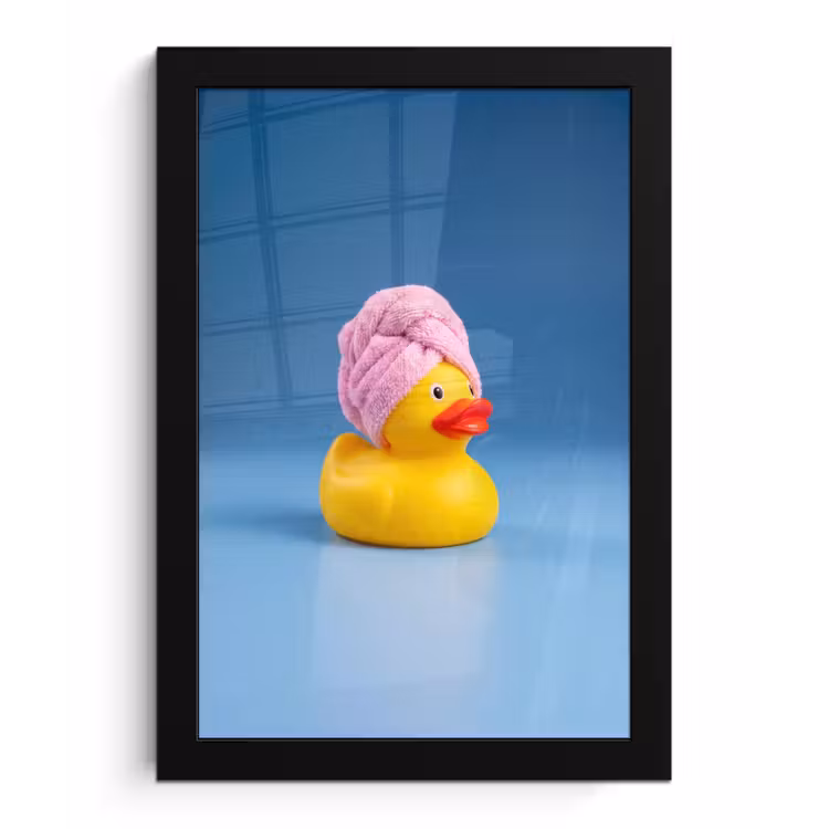 Badeend - Handdoek - Blauw fotolijst zwart zonder passe partout klein -3d