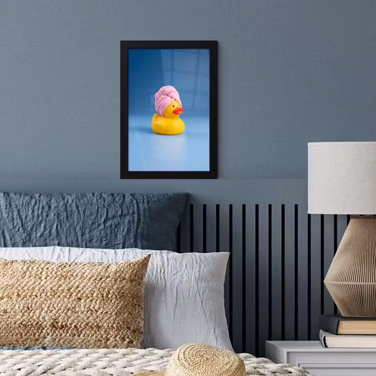 Badeend - Handdoek - Blauw fotolijst zwart zonder passe partout klein -sfeer3