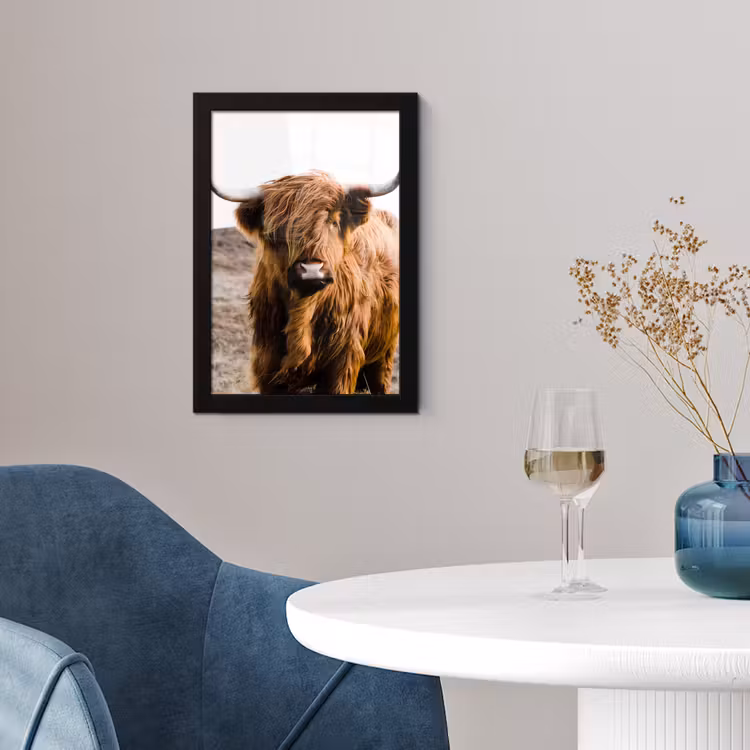 Schotse hooglander - Landschap - Koe - Bruin - Dieren - Natuur fotolijst zwart zonder passe partout klein -sfeer4