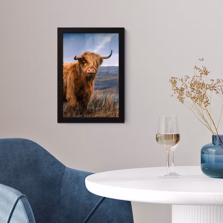Schotse Hooglander - Berg - Water - Natuur - Koe fotolijst zwart zonder passe partout klein -sfeer4
