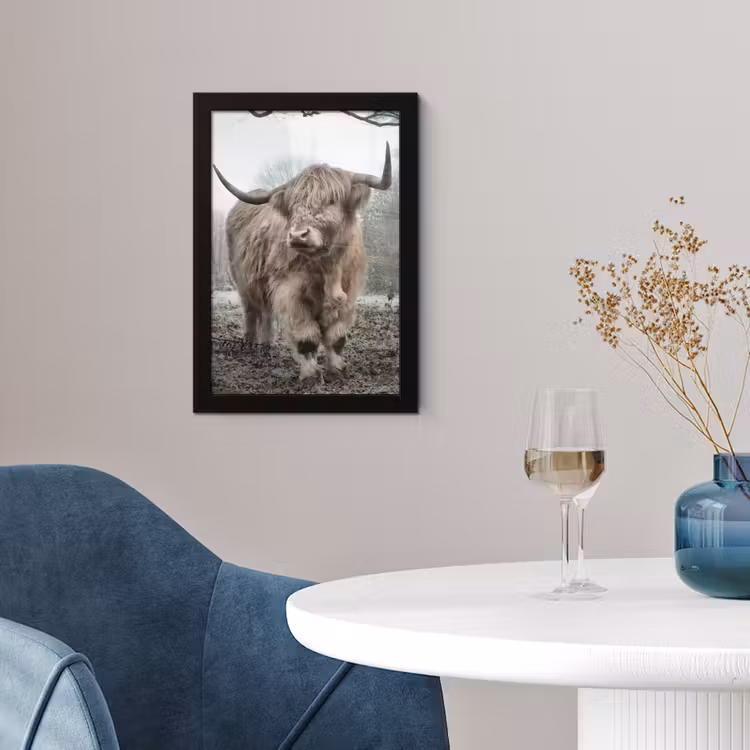 Schotse hooglander - Natuur - Herfst - Dieren - Wild - Bos fotolijst zwart zonder passe partout klein -sfeer4