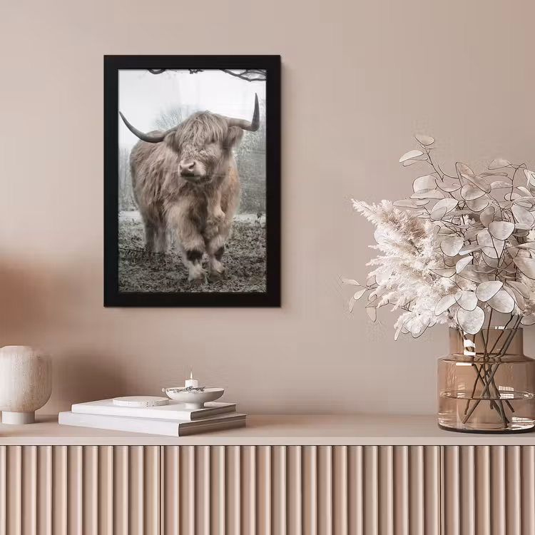 Schotse hooglander - Natuur - Herfst - Dieren - Wild - Bos fotolijst zwart zonder passe partout klein -sfeer5