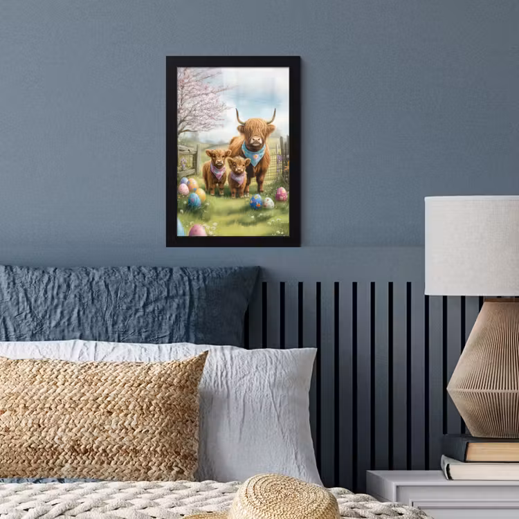 Schotsehooglanders - Paaseieren - Lente fotolijst zwart zonder passe partout klein -sfeer3
