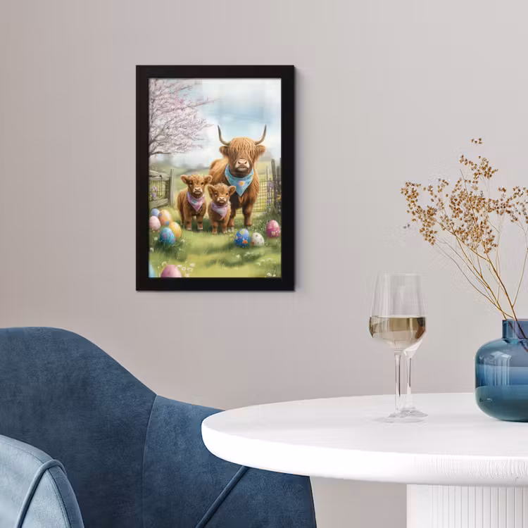 Schotsehooglanders - Paaseieren - Lente fotolijst zwart zonder passe partout klein -sfeer4