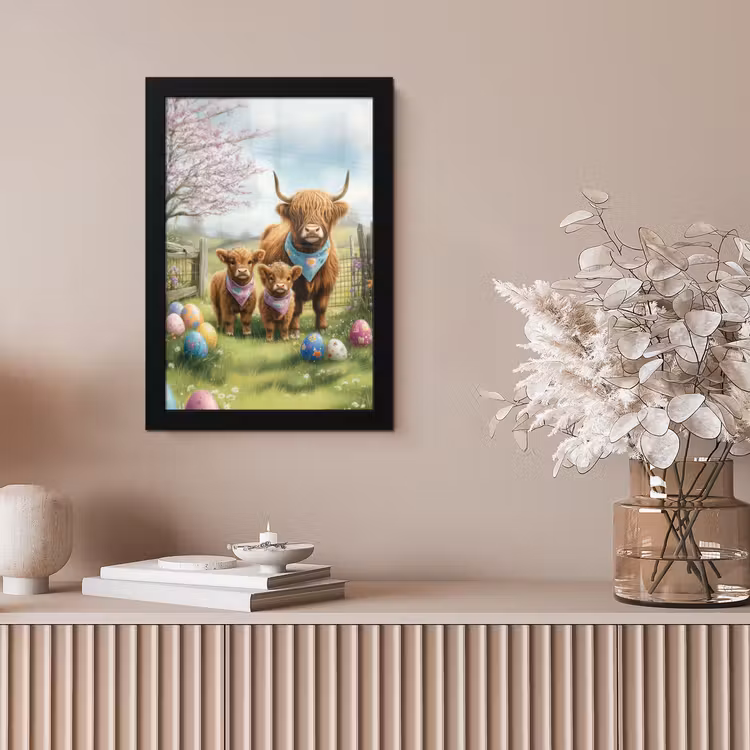 Schotsehooglanders - Paaseieren - Lente fotolijst zwart zonder passe partout klein -sfeer5