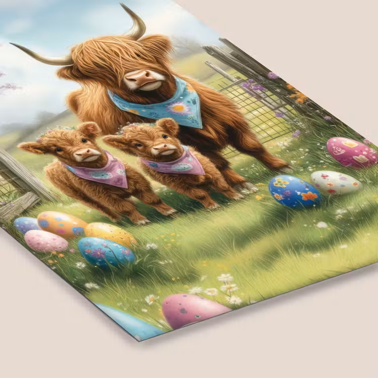 Schotsehooglanders - Paaseieren - Lente fotolijst zwart zonder passe partout klein -zsfeer6