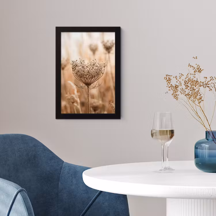 Schermbloem - Droogbloem - Winter - Beige - Minimalistisch fotolijst zwart zonder passe partout klein -sfeer4