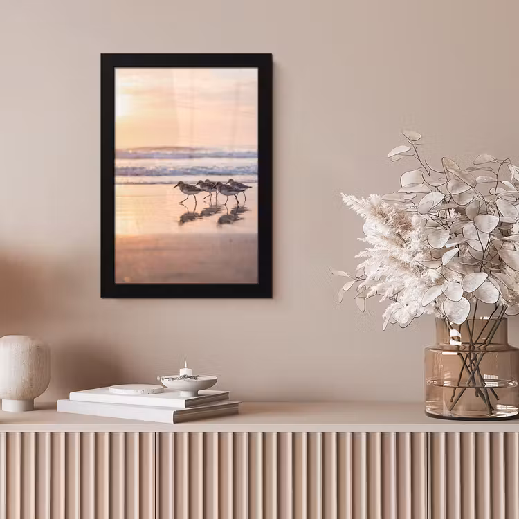 Zee - Vogels - Strand fotolijst zwart zonder passe partout klein -sfeer5