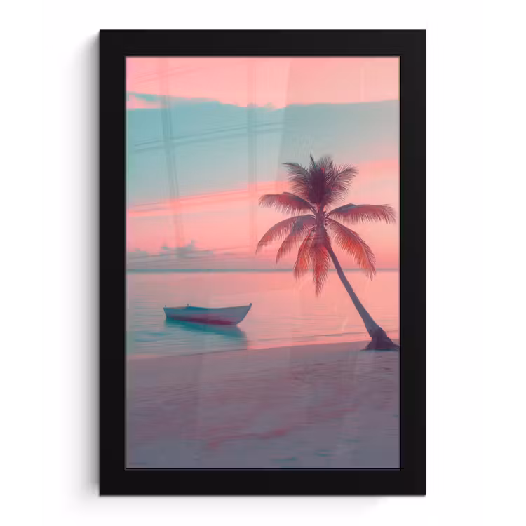 Zee - Boot - Zonsondergang fotolijst zwart zonder passe partout klein -3d