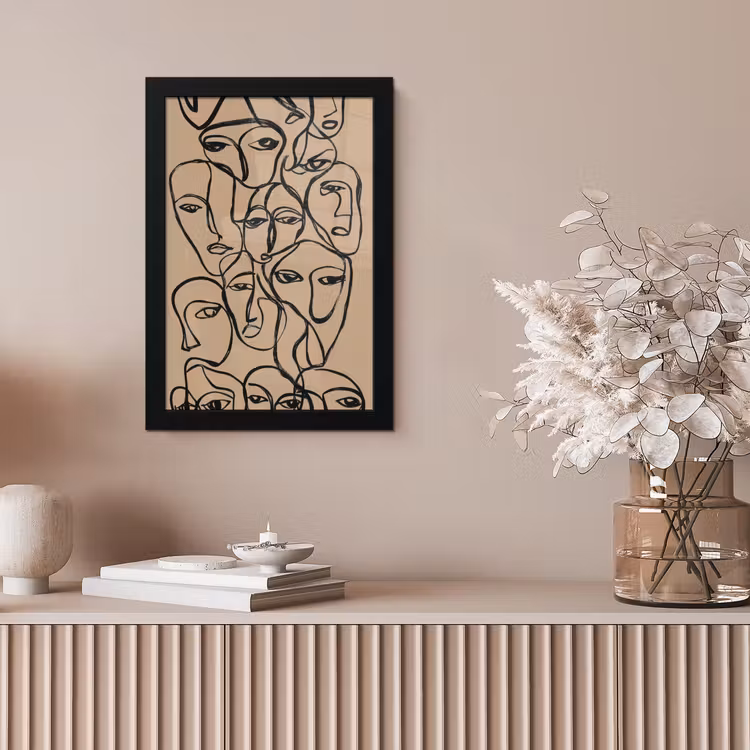 Gezichtenzee - Lijntekening - Abstract fotolijst zwart zonder passe partout klein -sfeer5