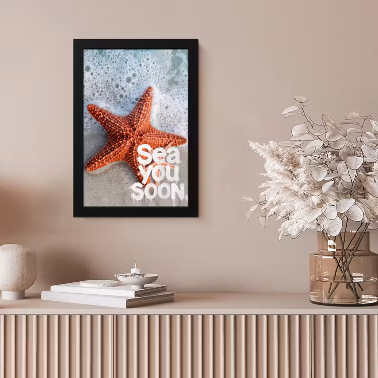 Sea you soon - Zeester - Zee fotolijst zwart zonder passe partout klein -sfeer5