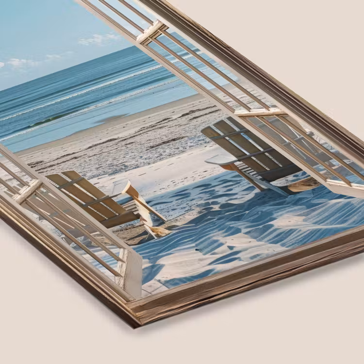 Doorkijk - Strandstoelen - Duinen - Zee - Natuur fotolijst zwart zonder passe partout klein -zsfeer6
