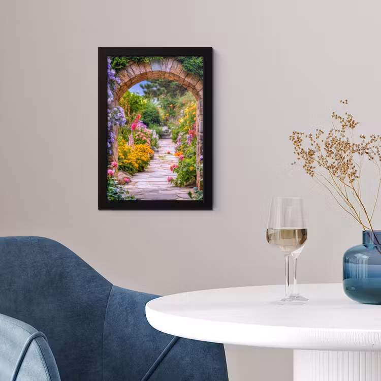 Doorkijk - Bloemen - Pad - Natuur fotolijst zwart zonder passe partout klein -sfeer4