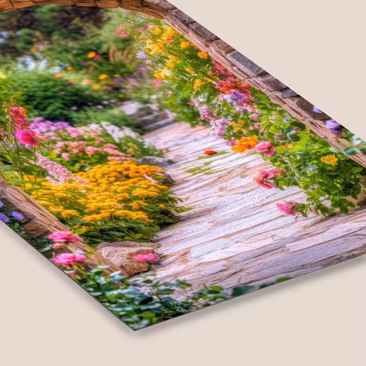 Doorkijk - Bloemen - Pad - Natuur fotolijst zwart zonder passe partout klein -zsfeer6