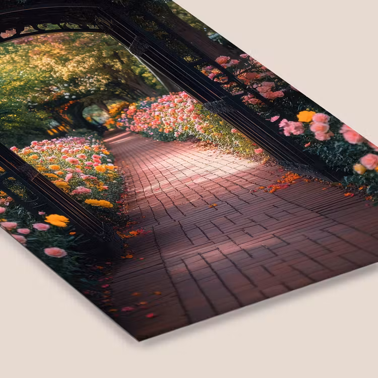 Doorkijk - Bloemen - Pad - Natuur - Kleurrijk fotolijst zwart zonder passe partout klein -zsfeer6