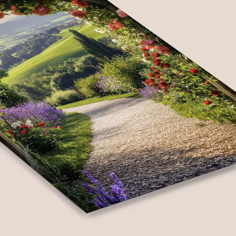 Doorkijk - Tuinboog - Bloemen - Natuur - Pad fotolijst zwart zonder passe partout klein -zsfeer6