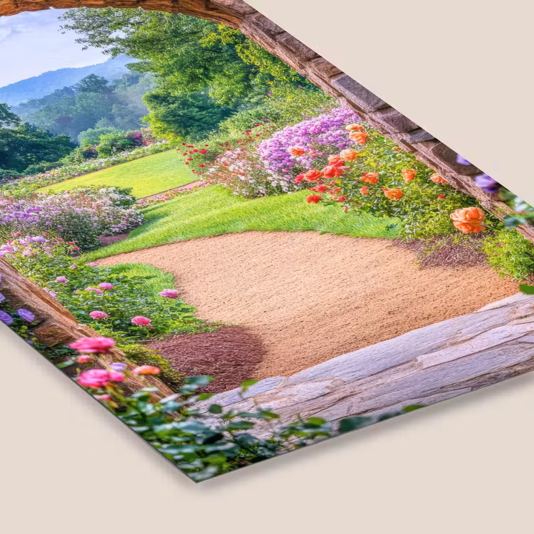 Doorkijk - Poort - Bloemen - Tuin fotolijst zwart zonder passe partout klein -zsfeer6