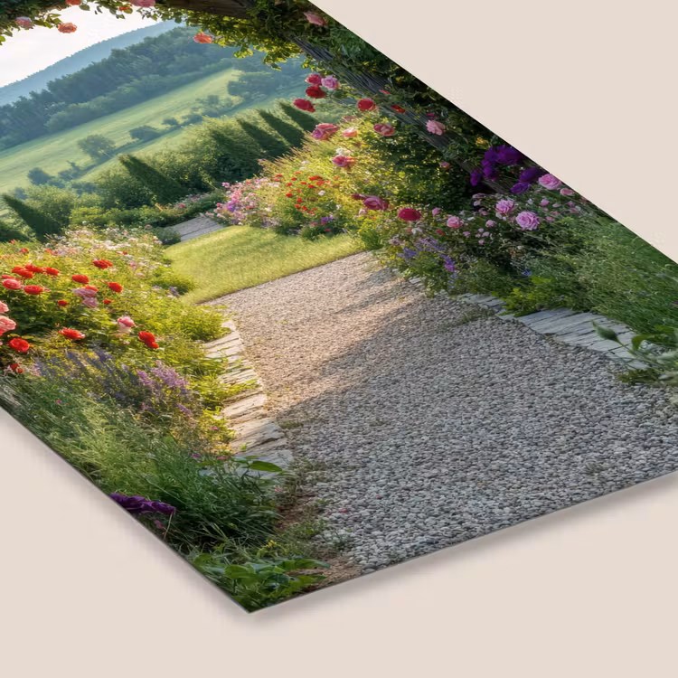 Doorkijk - Landschap - Natuur - Tuinboog - Bloemen fotolijst zwart zonder passe partout klein -zsfeer6