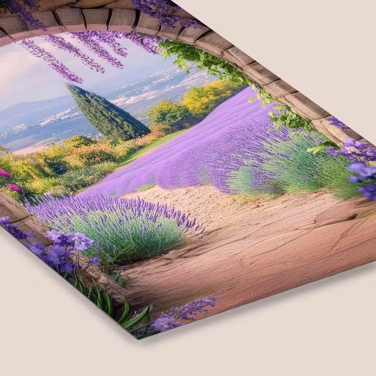 Doorkijk - Lavendel - Bloemen - Paars - Poort fotolijst zwart zonder passe partout klein -zsfeer6