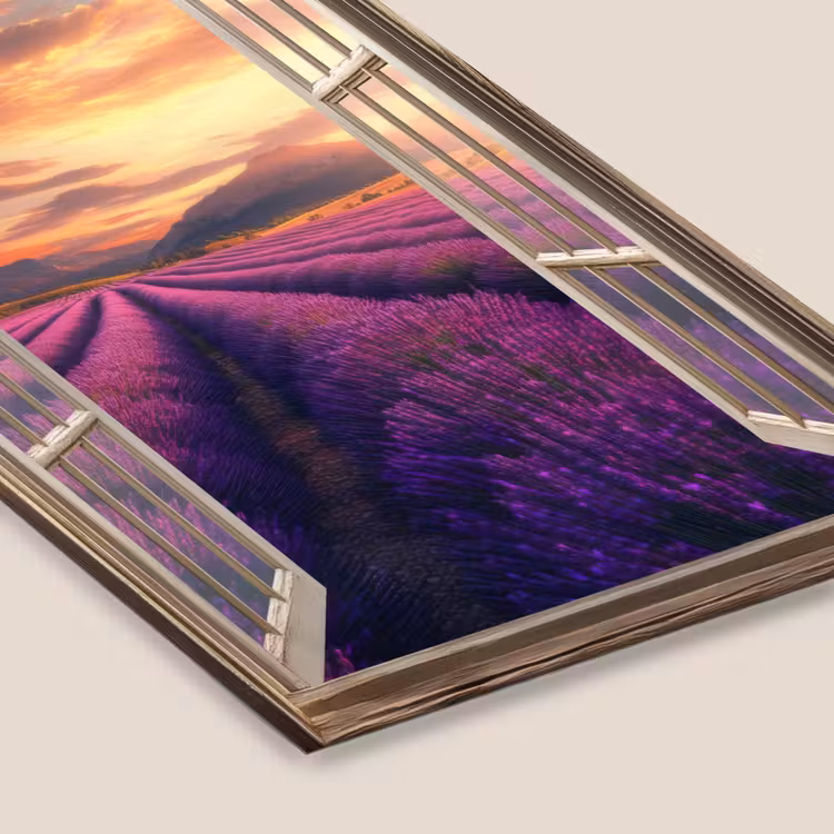 Doorkijk - Lavendel - Landschap - Bloemen - Paars fotolijst zwart zonder passe partout klein -zsfeer6