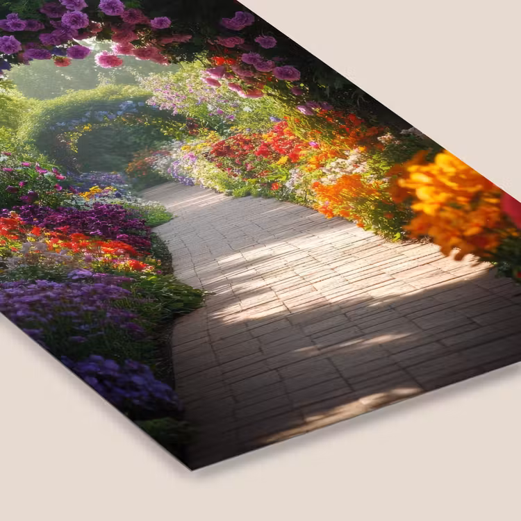 Doorkijk - Pad - Bloemen - Struik - Kleurrijk fotolijst zwart zonder passe partout klein -zsfeer6