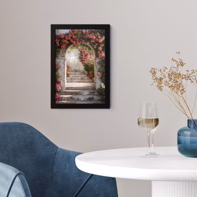 Doorkijk - Rozen - Vintage - Poort fotolijst zwart zonder passe partout klein -sfeer4
