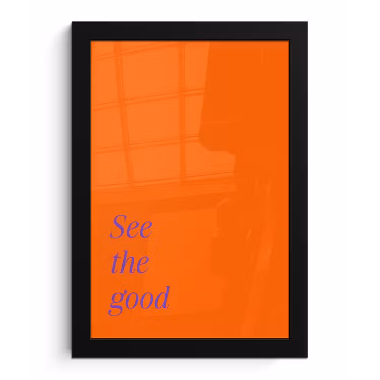 See te good - Paars - Oranje fotolijst zwart zonder passe partout klein -3d