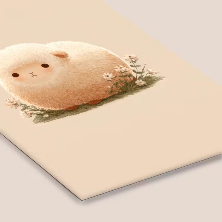 Schaap - Beige - Bloemen fotolijst zwart zonder passe partout klein -zsfeer6